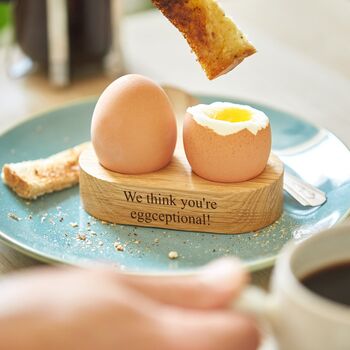 Personalised Solid Oak Double Egg Cup, 2 of 6