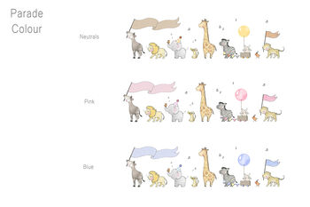 Personalised Framed Safari Baby Animal Parade Picture, 9 of 12