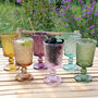 Solara Set Of Six Floral Coloured Glass Wine Goblets, thumbnail 1 of 3