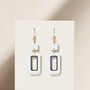 Pearlescent White And Navy Rectangle Earrings, thumbnail 3 of 7