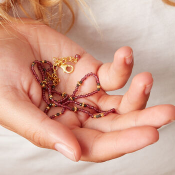 Ruby And 18 K Gold And Silver Beaded Short Necklace, 9 of 12