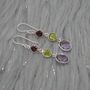 Garnet Peridot Amethyst: 925 Silver Birthstone Earrings, thumbnail 2 of 9