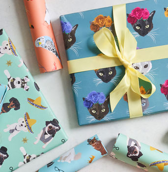 Flower Crown Cat Wrapping Paper, 2 of 5