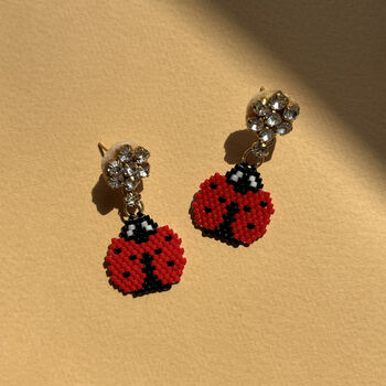 Hand Beaded Ladybird Earrings, 7 of 8