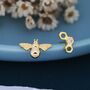 Mismatched Bee And Honeycomb Stud Earrings, thumbnail 4 of 12