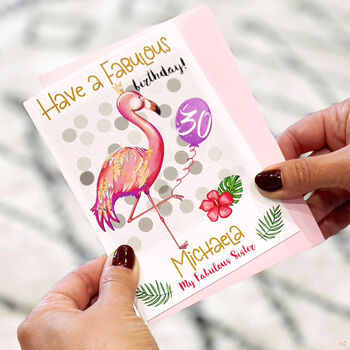 Personalised Flamingo 'Fabulous' 30th Birthday Card, 6 of 10