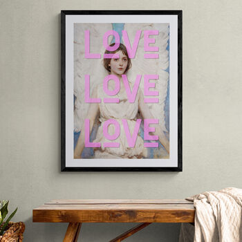 Love Love Love Angel Typographic Wall Art Print, 4 of 4
