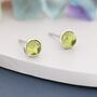Natural Peridot Stud Earrings In Sterling Silver, thumbnail 1 of 11