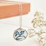 Blue And White Floral Handmade Circle Clay Necklace, thumbnail 6 of 9