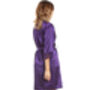 British Made Purple Short Satin Dressing Gown With Lace Detail, thumbnail 2 of 5