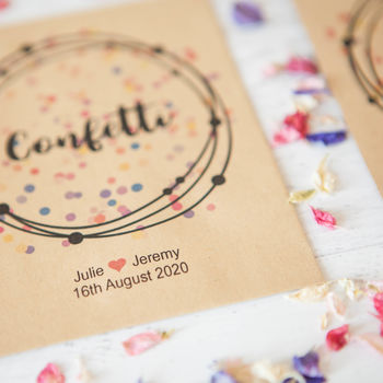 10 Personalised Colourful Confetti Packets, 5 of 5