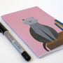 Grumpy British Blue Cat A6 Recycled Paper Notebook, thumbnail 3 of 8