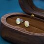 Genuine Ethiopian Opal Stone Oval Stud Earrings, thumbnail 3 of 12