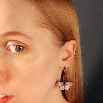 Orange Tip Butterfly Earrings, 2 of 4