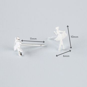 Sterling Silver Ballerina Stud Earrings, 3 of 5