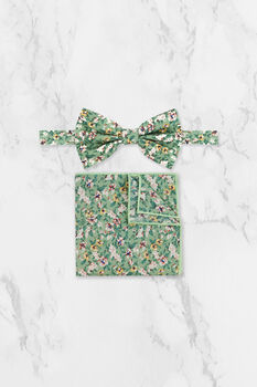 Handmade Wedding Tie In Sage Green Floral Print, 3 of 8