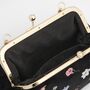 Floral Ditsy Embroidered Black Velvet Clutch Bag, thumbnail 5 of 5