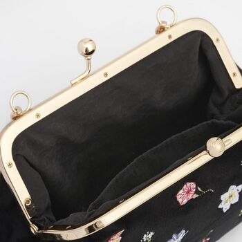 Floral Ditsy Embroidered Black Velvet Clutch Bag, 5 of 5