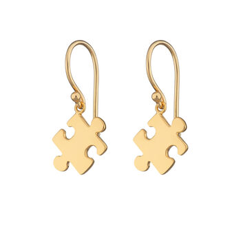 Jigsaw Hook Earrings, Sterling Silver Or Gold Plated, 2 of 4