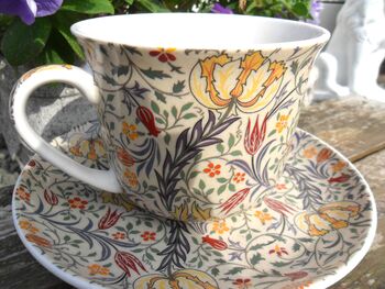 Large Cup And Saucer In William Morris Flora Design, 6 of 8