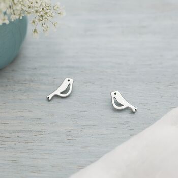 Sterling Silver Robin Bird Stud Earrings, 2 of 7