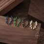 Emerald Green Cz Cluster Crawler Earrings, thumbnail 3 of 10