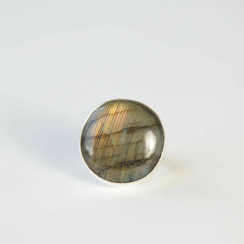 Labradorite Round Gemstone Ring Set In Sterling Silver, 3 of 6