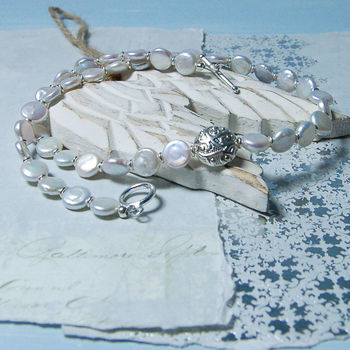White Coin Pearl And Silver Necklace, 5 of 6