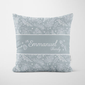 Personalised Blue Woodland Christmas Cushion, 4 of 7