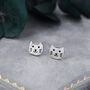 Cute Little Cat Stud Earrings In Sterling Silver, thumbnail 2 of 11