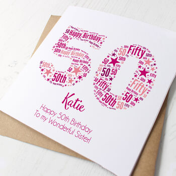 Pink Star Personalised 50th Birthday Card, 5 of 5