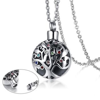 Gem Encrusted Tree Of Life Ashes Urn Pendant Necklace, 3 of 5