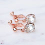 Rose Gold Plated Oval Crystal Clip On Earrings, thumbnail 3 of 5