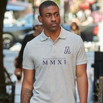 Personalised Men’s Heritage Varsity Style Polo Shirt With Custom Initials, 2 of 5