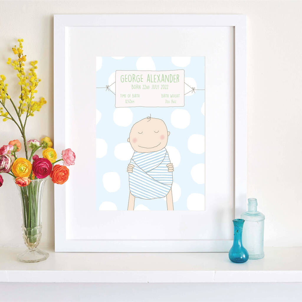 Personalised Baby Blue Art Print, 1 of 3