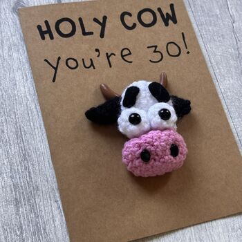 Personalised Age Cow Crochet Birthday Card Handmade, 6 of 12