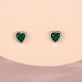 Tiny Emerald Green Cz Heart Stud Earrings, thumbnail 1 of 12