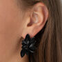 Black Leaf Crystal Stud Earrings, thumbnail 1 of 3