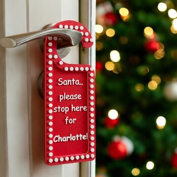 Personalised Santa Stop Here! Brick Door Hanger, 4 of 4