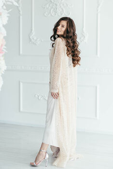 Silver Sequined Kimono | Sparkly Wedding Dress Cover, 8 of 12