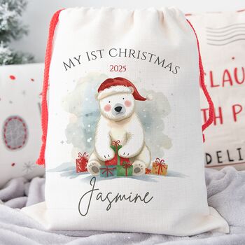 Personalised Polar Bear Christmas Sack, 2 of 2