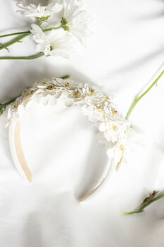 White Flower Embellished Headband With Gems, 3 of 8