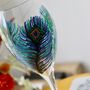 Peacock Feather Painted Wine Glass, thumbnail 3 of 7