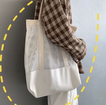 Summer Beach Mesh Tote Bag, Large Lightweight Shopping Shoulder Bag, 2 of 8