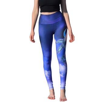 Whale Yoga Leggings Hand Drawn Design Activewear, 5 of 6