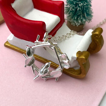 Robin And Nest Sterling Silver Bird Christmas Necklace, 2 of 12