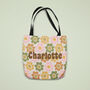 Personalised Retro Floral Canvas Tote Shopper Bag, thumbnail 1 of 3