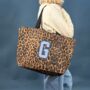 Personalised Initial Leopard Print Shopping Bag, thumbnail 1 of 3