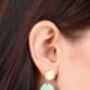 Hema Oval Earrings, Green, thumbnail 2 of 4