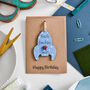 Personalised Grandson Rocket Blue Wooden Birthday Card, thumbnail 2 of 2